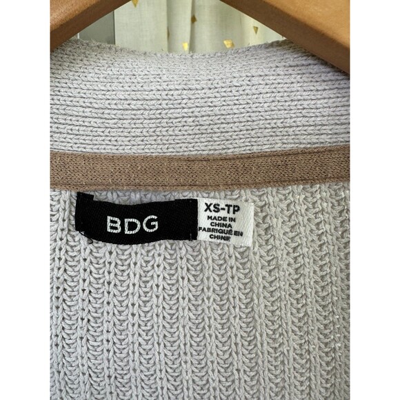 BDG Chunky Knit Open Pocket Longline Drape Oversized Cardigan Varsity Sweater XS - Picture 5 of 7